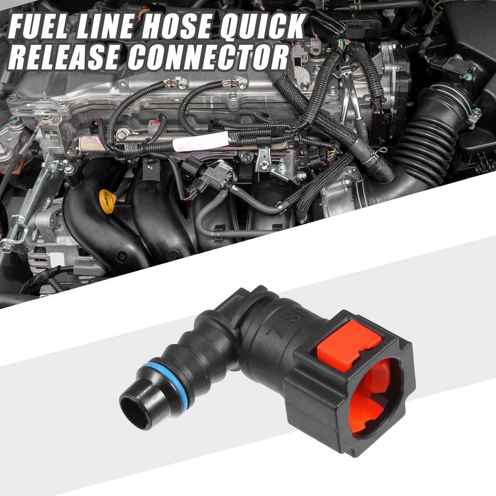A ABSOPRO Car Fuel Line Hose Quick Release Connector 90 Degree 5/16" 7.89mm SAE