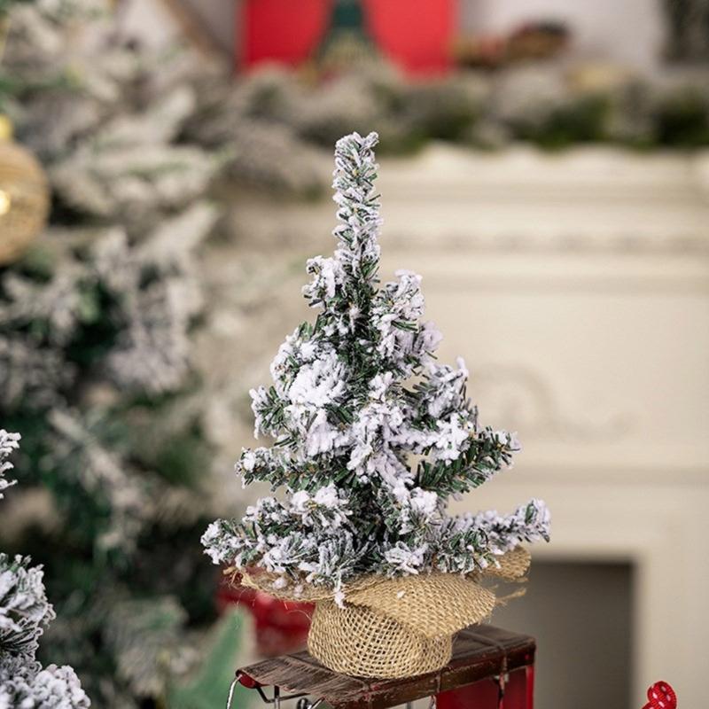 Realistic Snow Covered Christmas Tree Decoration Delicate Burlap Base Snowy Christmas Tree for Home & Office Festival