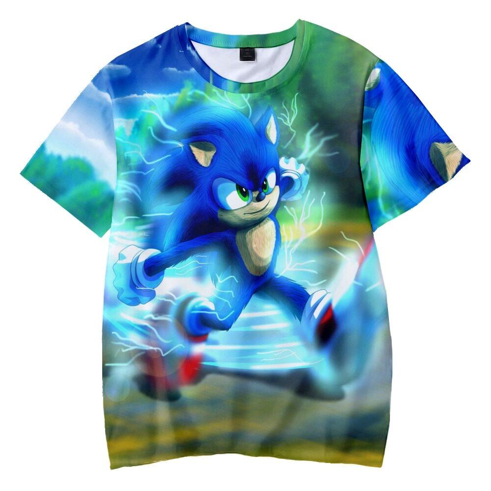 3D Clothing T-shirt, Sonic The Hedgehog Cartoon Character Printed Half-sleeved Summer Adult Children's Clothing Short Sleeved