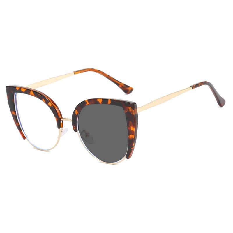 Style Retro Premium Large Cat-Eye Shaped Round Frame Women Blue Light Blocking Light Light Color Changing Radiation Reading Glasses Deg +15 +25
