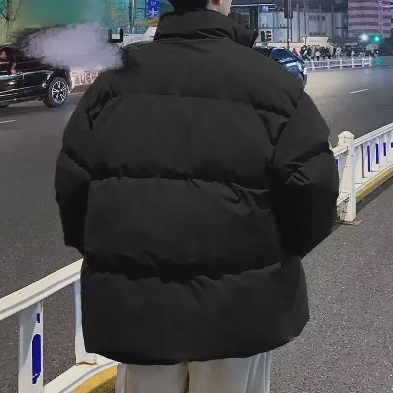 Herren Dicke Baumwollgepolsterte Winterjacke - Modische Lockere Passform, Stehkragen, Warme Brotjacke.