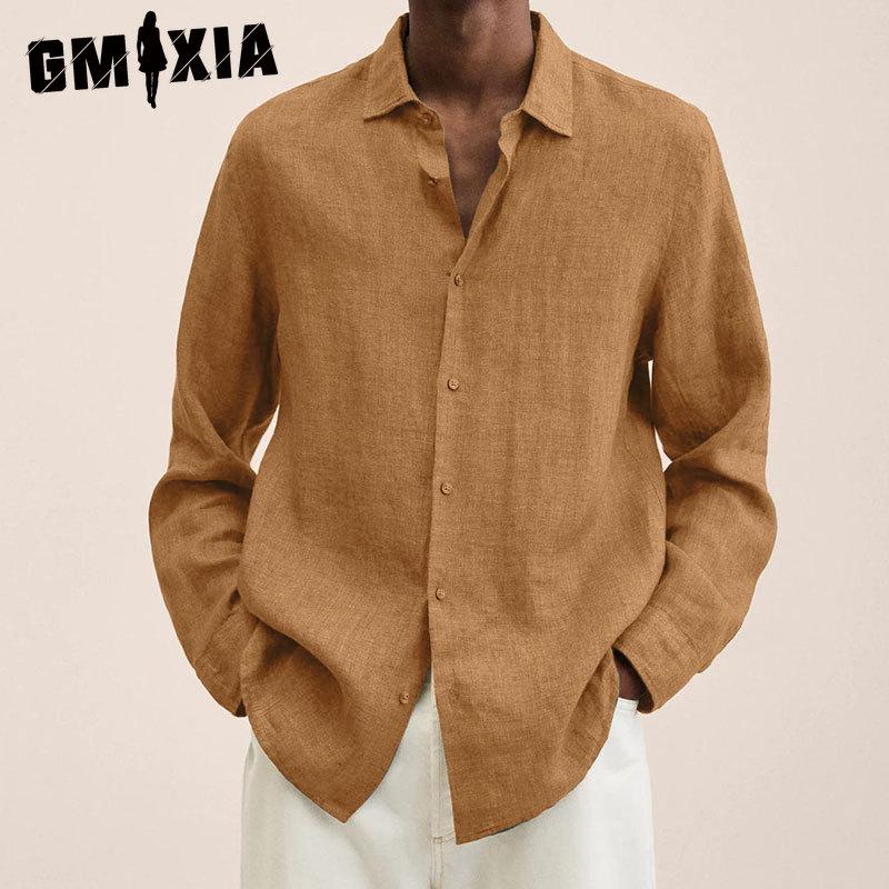 GMXIA Baumwolle Langarm T-Shirt Herrenmode Lockeres Shirt Bedrucktes Mitfühlendes Shirt