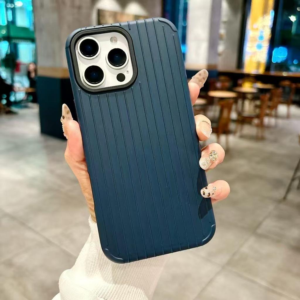 Suitable for IPhone16promax Corrugated Grating Ice Fog Matte IPhone15/14 Anti-fall Protection Case