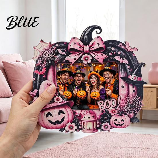 Vintage Pastoral Style Halloween Photo Frame Wooden Desktop Picture Holder for Spooky Party Decoration Bed And Breakfast Decor Festive Home