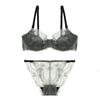 Sexy Lace Bra Thin Transparent Seductive Thin Style Large Size Bra Set