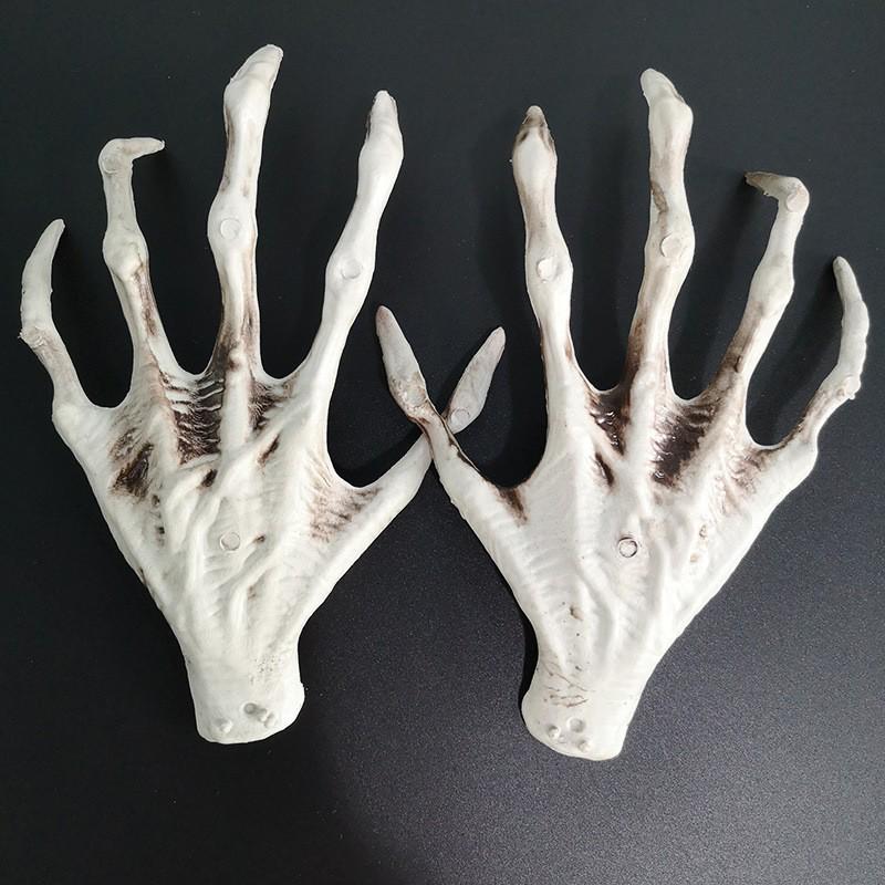 Halloween Skull & Skeleton Stake Set: 3-Piece Hand Bones & Head Decoration for Festive Props