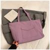 Tote Bag Large Capacity Solid Color Commuter Cloth Bag Female Student Class Shoulder Bag Waterproof Nylon Bag Portable