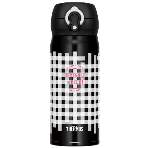 Thermos Water Bottle Vacuum Insulated Mobile Mug 400ml Black Gingham JNL-403 BKG