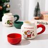 Creative Santa Claus Ceramic Cup with Lid Large Capacity Mug  Christmas Cup Gift Water Cup  Christmas Eve Present