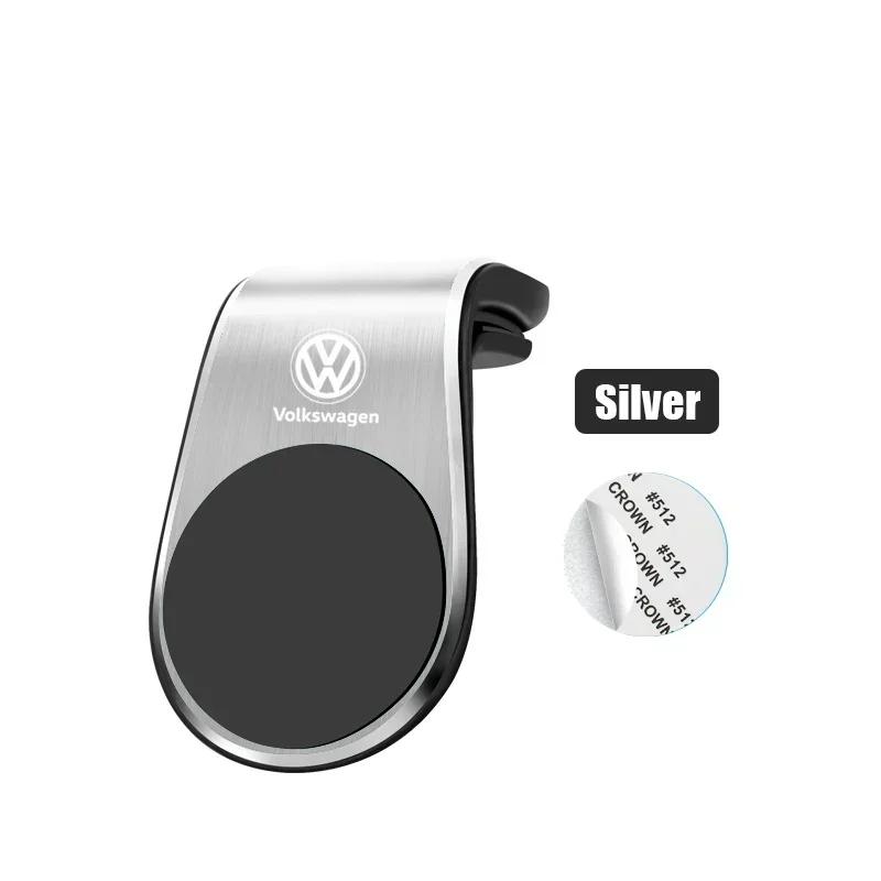 

For Volkswagen VW 1Pcs Magnetic Car Emblem Phone Holder 360 Rotation Bracket For Volkswagen ArteonPolo Golf R-Line Tiguan GTI R срібний