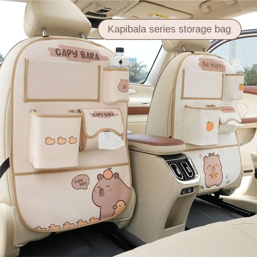Anti-fouling Car Storage Box Genuine Leather Capybara Anti-kick Pad  Seat Back Foot Pad