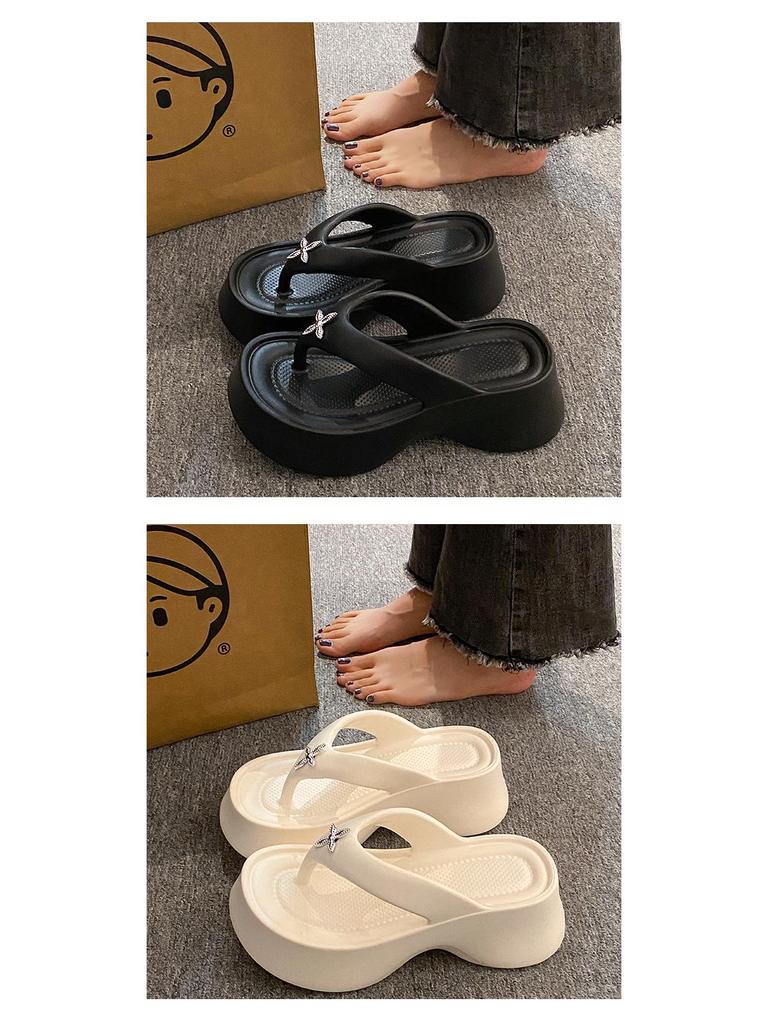 2025 Damen Flip-Flops mit Höhenabsatz: Dicksohlige, vielseitige Sommerslipper für Outdoor-, Strand- und Freizeitkleidung.