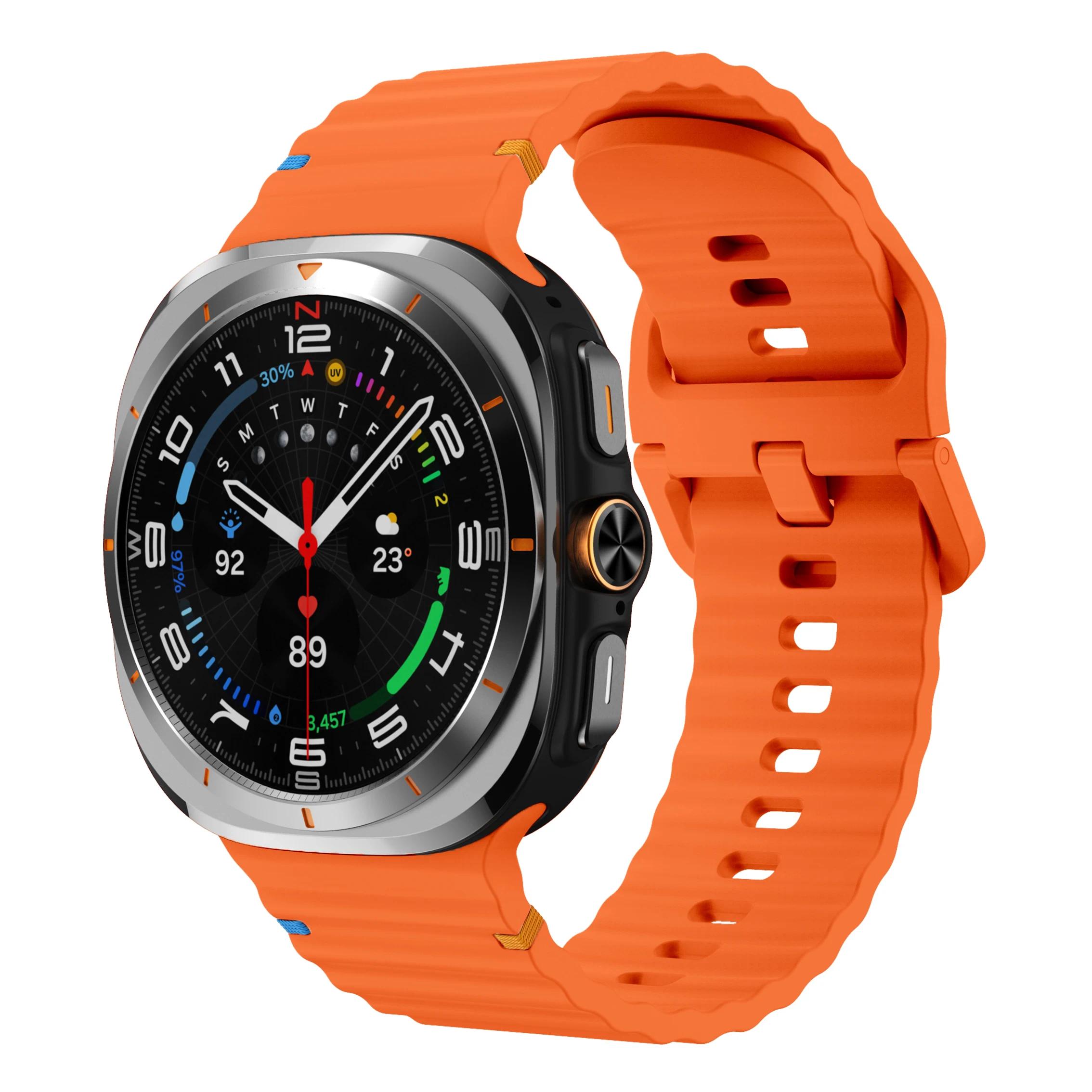 

Мягкий ТПУ для Samsung Galaxy Watch Ultra 47 мм Оригинальный Спортивный Силиконовый Ремешок Дизайнерский Дышащий Запасной Ремешок для Мужчин Женщин Galaxy watch Ultra