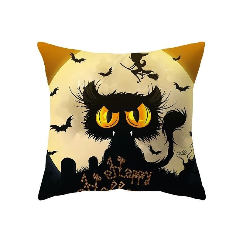 Horror Halloween Theme Pumpkin Print Pattern Cushion Cover Home Living Room Sofa Decoration Square Pillow