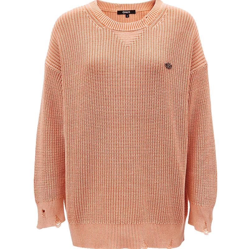 ONLY 2024 Autumn Relaxed Cotton Round Neck Knit Sweater