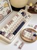 Cat-Themed Keycaps For Mechanical Keyboards 147 Keys Cherry Pbt Cute Khaki Cat Keycaps.