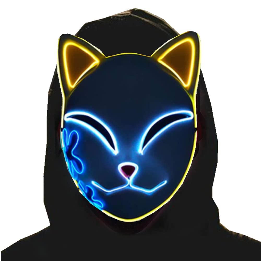 Mask Cosplay Mask Demon Slayer Mask Luminous Mask Luminous Mask Fox Mask Event Festival Costume Cosplay [Abuqino] (True Fox)
