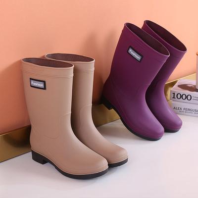 Moda Wiosna Nowe Damskie Ocieplane Outdoorowe Antypoślizgowe Wodoodporne Buty Cztery Pory Roku Jednolity Kolor Okrągły Nosek Niski Obcas Antypoślizgowe Kalosze