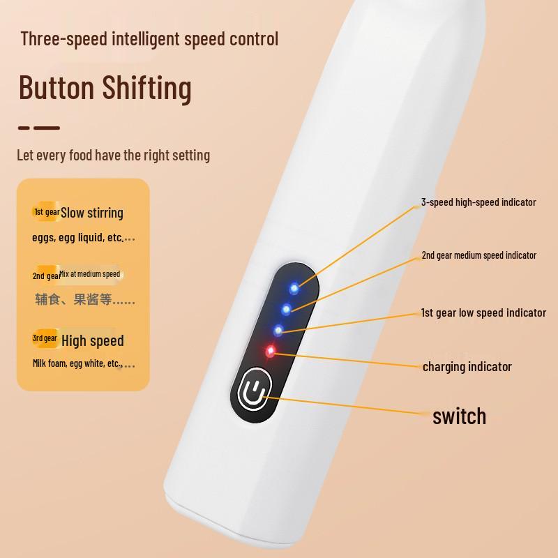 Compact Handheld Electric Egg Beater & Milk Frother – Portable, Food Grade Household Mixer
