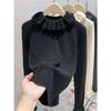 Premium Ruffle Edge Long-sleeved Knitted Sweater for Women's Autumn and Winter New Inner Sweater Bottoming Top