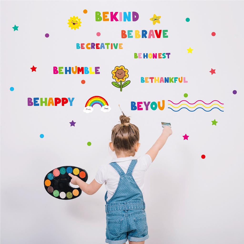Colorful Inspirational Wall Stickers Letters Slogan Children's Room Kindergarten Decoration Cartoon Pvc Self-adhesive Letters Wall Stickers