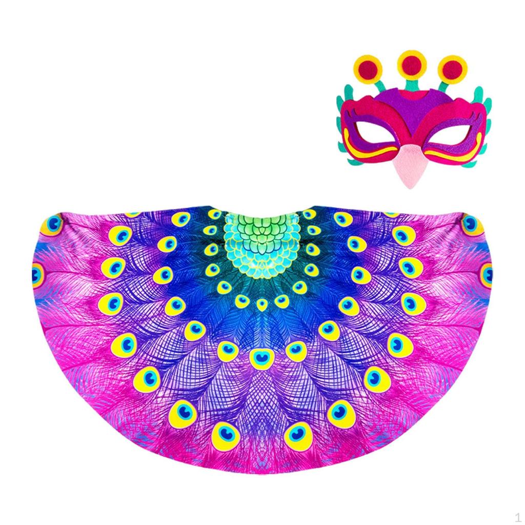 Peacock Cape with Carnival Role Play Halloween Dress Up for Child Toddler