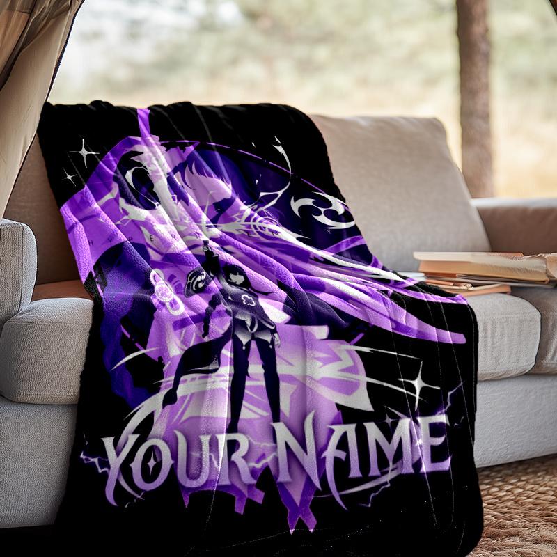 Custom Name Genshin Throw Blanket - Perfect for Couch, Bed, Office, and outdoor Travel - Ideal Gift for Christmas & Holidays