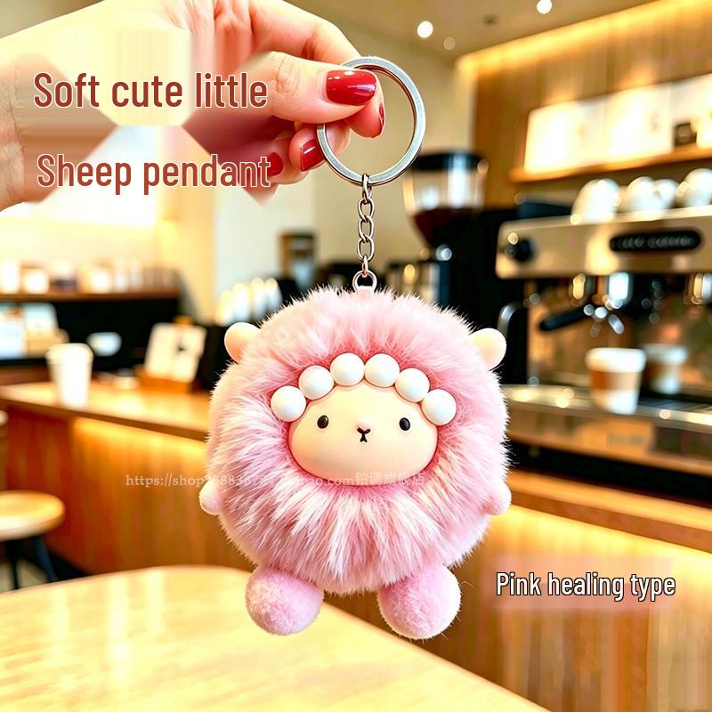 Year of the Sheep Lamb Keychain: Cute Plush Pendant for Students' Bags