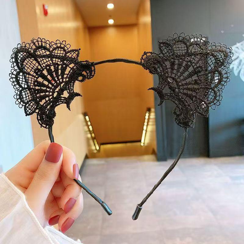 2026 Adorable Water Soluble Lace Cat Ear Thin Headband