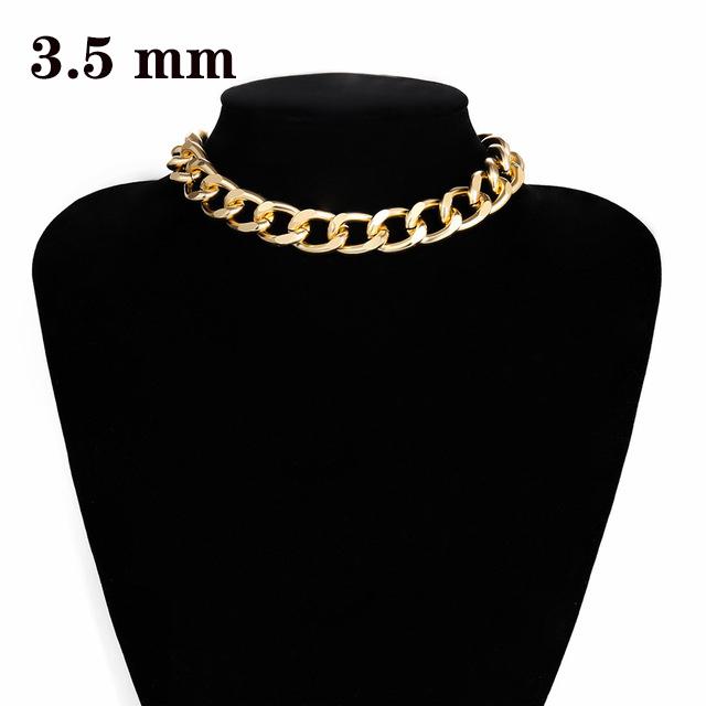 Punk Miami Cuban Choker Necklace Collar Statement Hip Hop Big Chunky Aluminum Gold Color Thick Chain Necklace Women Zircon