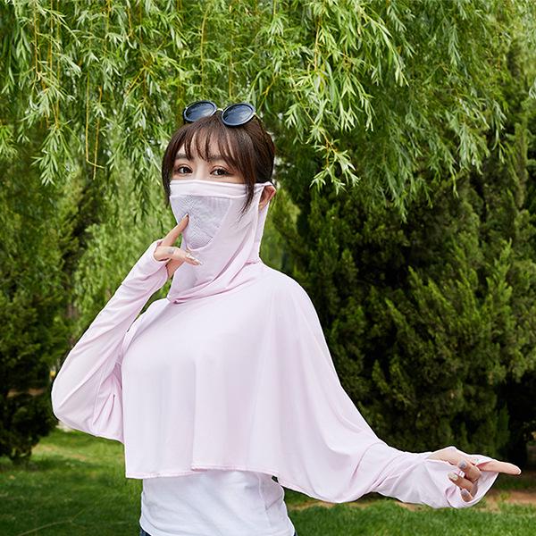 

Женская шаль с капюшоном для защиты от солнца: Дышащий, с длинным рукавом, защита от УФ-лучей для летней езды на велосипеде