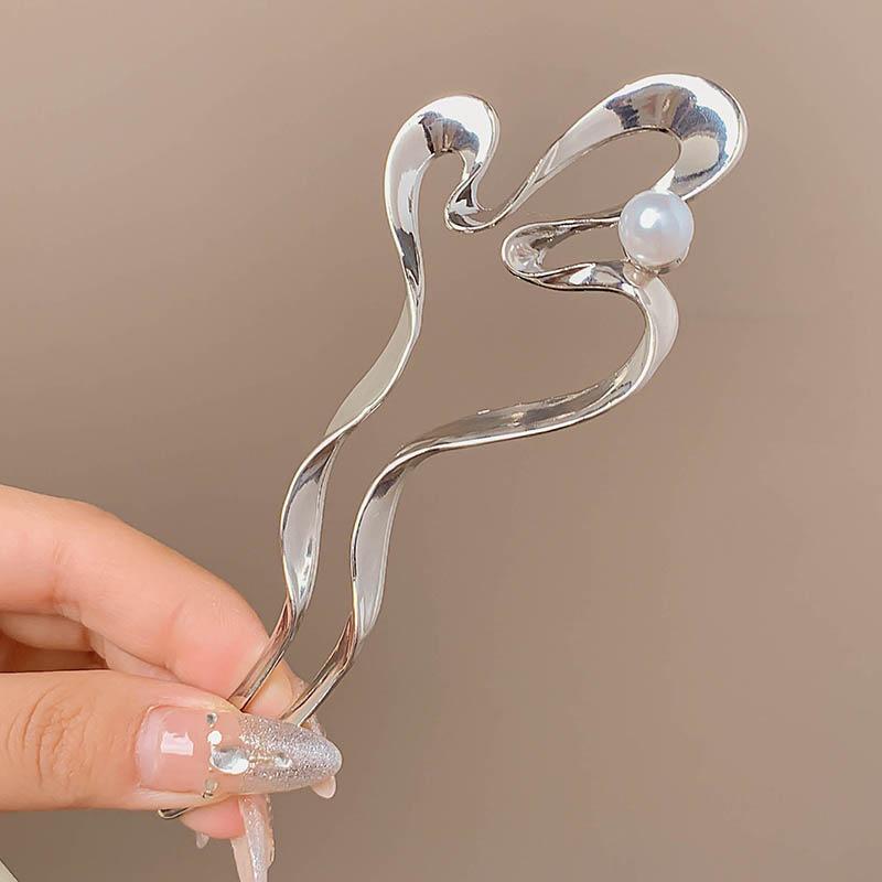 New Fashion Metal Pearl Hair Stick for Women Elegant Chinese Style Light Luxury U Shape Hairpin Hair Jewelry Accessories Gifts