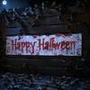 Spooky Backdrop for Home Large Happy Halloween Banner Outside, 70 x 15 Inch Yard Sign Reusable Flag, Welcome Garden Fence Party Decoration Front Porch