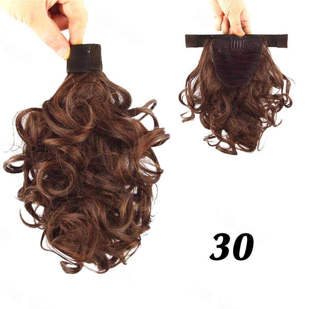 LISI HAIR Synthetic Short Wavy Curly Clip In Ponytail Extensions Wrap Around Ponytail Wig For Women Daily Use