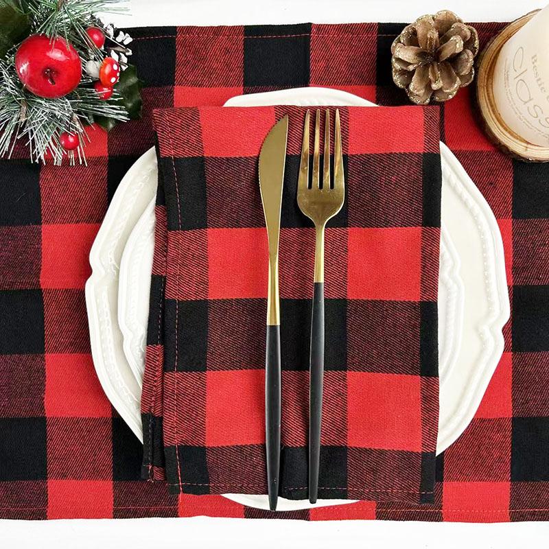 12Pcs 30x45cm Christmas Plaid Cloth Napkins,Washable Reusable Cloth Table Dinner Napkins for Wedding,Parties,Dinner Celebration