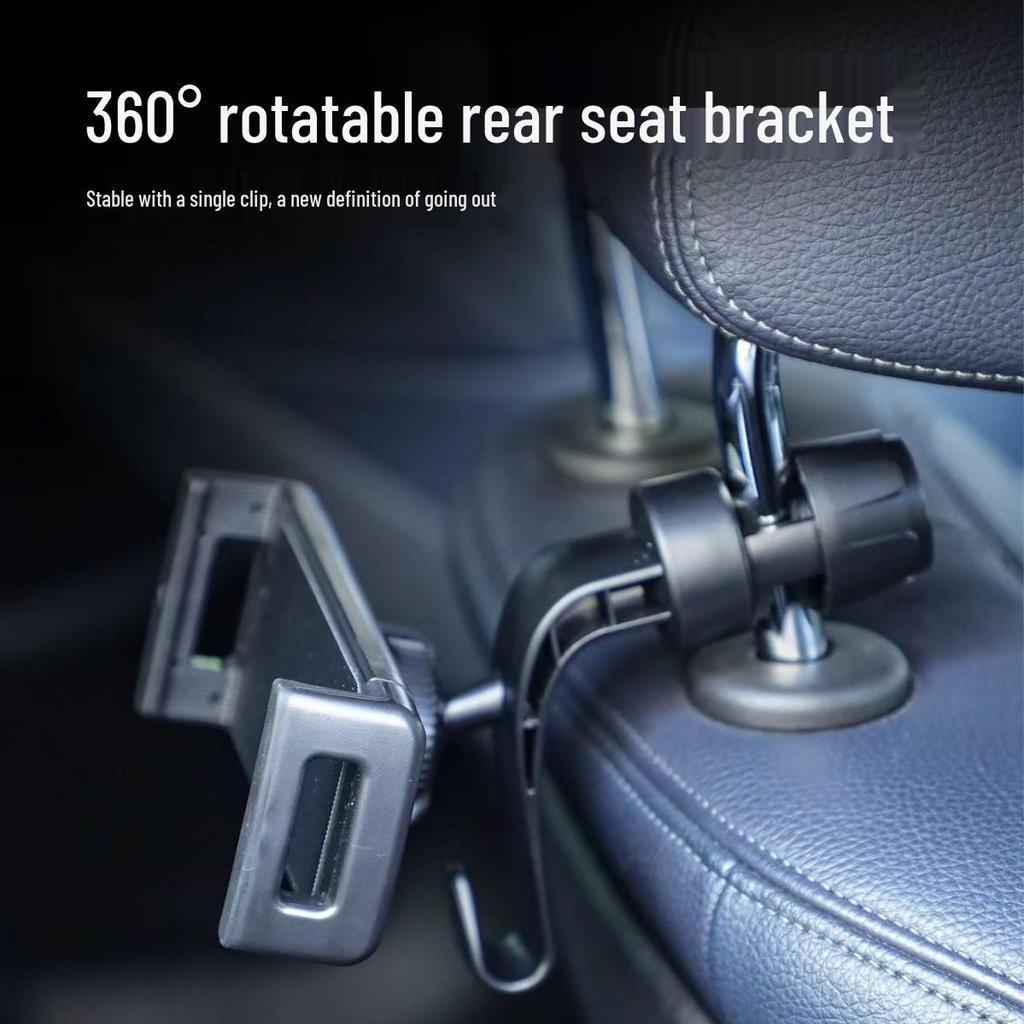 Adjustable Car Rear Seat Headrest Phone & Tablet Holder with Hidden Hook