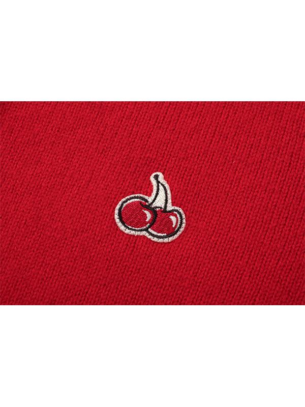 KIRSH Small Cherry Short Sleeve Knit Cardigan [Red]