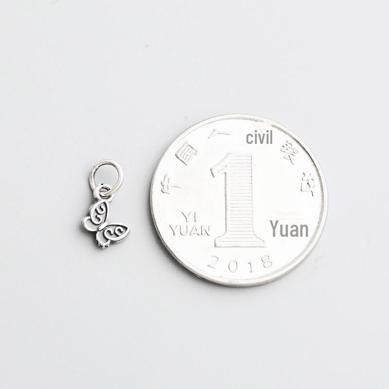S925 Sterling Silver Retro Butterfly Pendant for DIY Jewelry