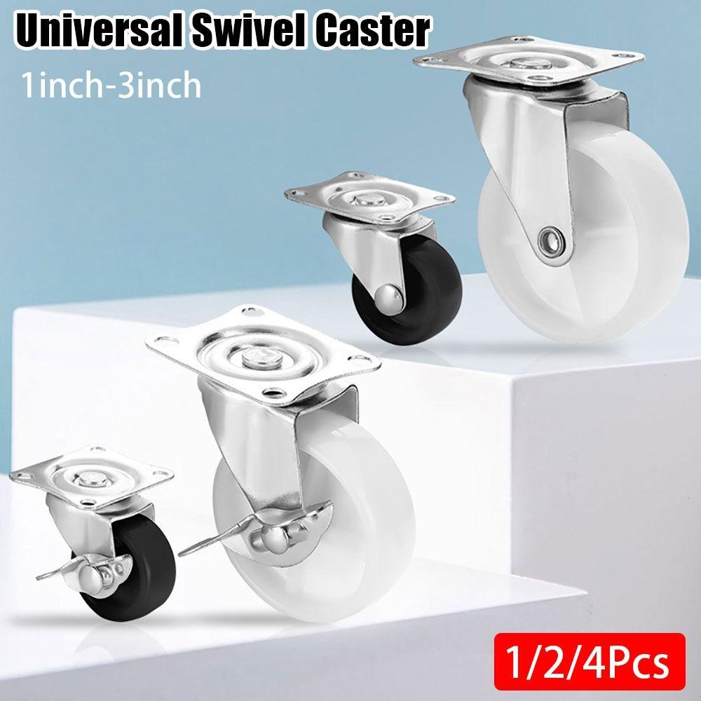 1/2/4Pcs White Nylon Rubber Caster Wheel 360 Degree Swivel Casters New Furniture Roller