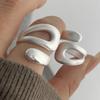 925 Sterling Silber Ringe für Damen Paar Minimalistisch Handgefertigt Einfach Hohl Geometrisch Ring Feiner Schmuck Geschenk Allergievorbeugend