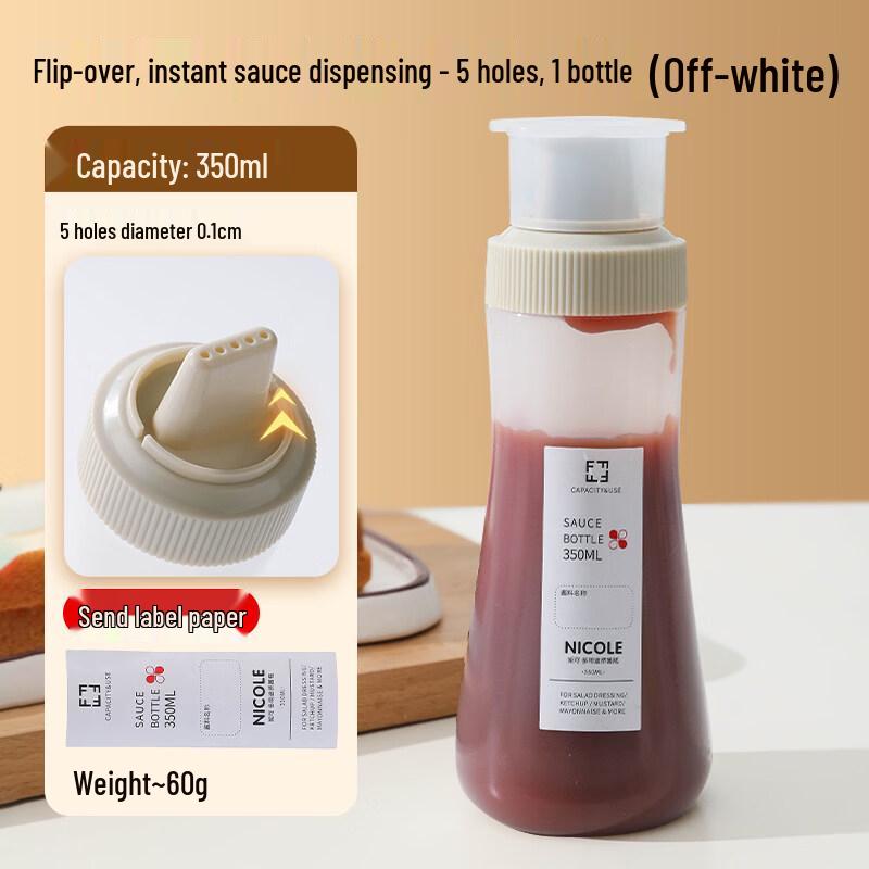 ZISIZ Invertible 5-Hole Salad Dressing Squeeze Bottle