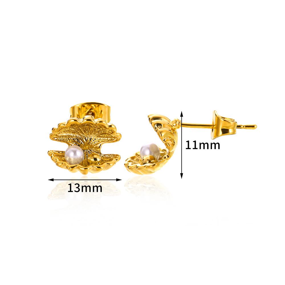 Edelstahl Muschel Ohrstecker für Damen Goldfarbe Vintage Muschel Piercing Ohrstecker Trend Hochzeit Weihnachts Schmuck Geschenk multi