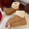 Retro platform snow boots women's winter 2025 new versatile heightening piled thickened big head bread cotton shoes