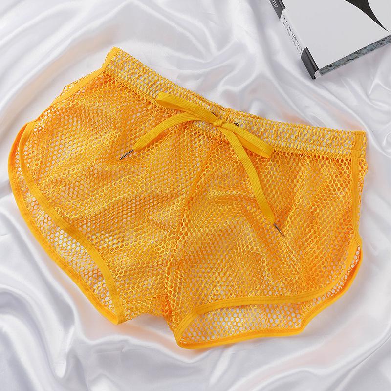 Shopping Party Heren Sneldrogende Mesh Sportshorts - Ademend, Lichtgewicht, Huis- & Activewear Medium geel