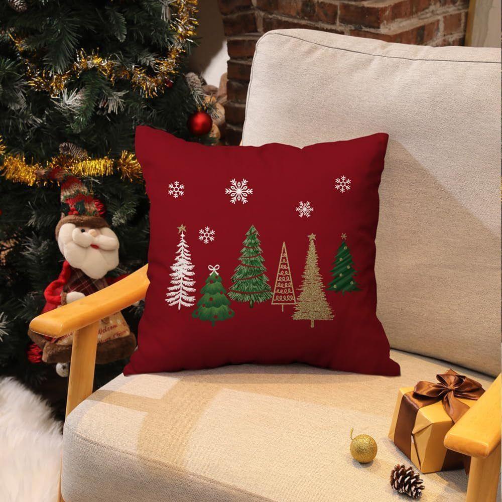 2Pcs Luxury Christmas Tree Cushion Cover 45x45cm Sofa Pillowcase Dacron Throw Pillow Case  Sofa