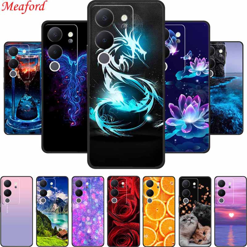 Phone Case For Vivo V29E Y200 V30 Lite Back Cover Case V 30 Lite Black Silicone Soft Coque For Vivo V30 Lite V40 SE Case V 40 SE