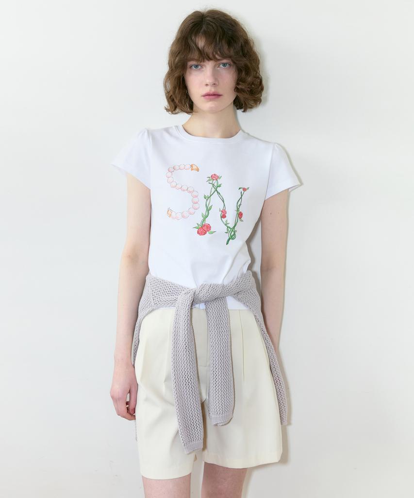 SINOON Sn Flower Puff T-Shirt (White)