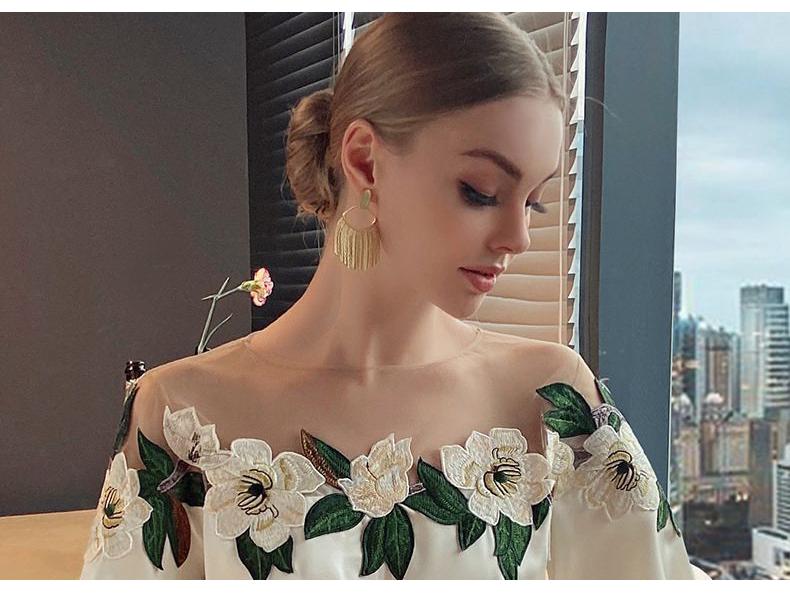 Spring 2024 Women's Chic Floral Embroidered Mesh Shirt