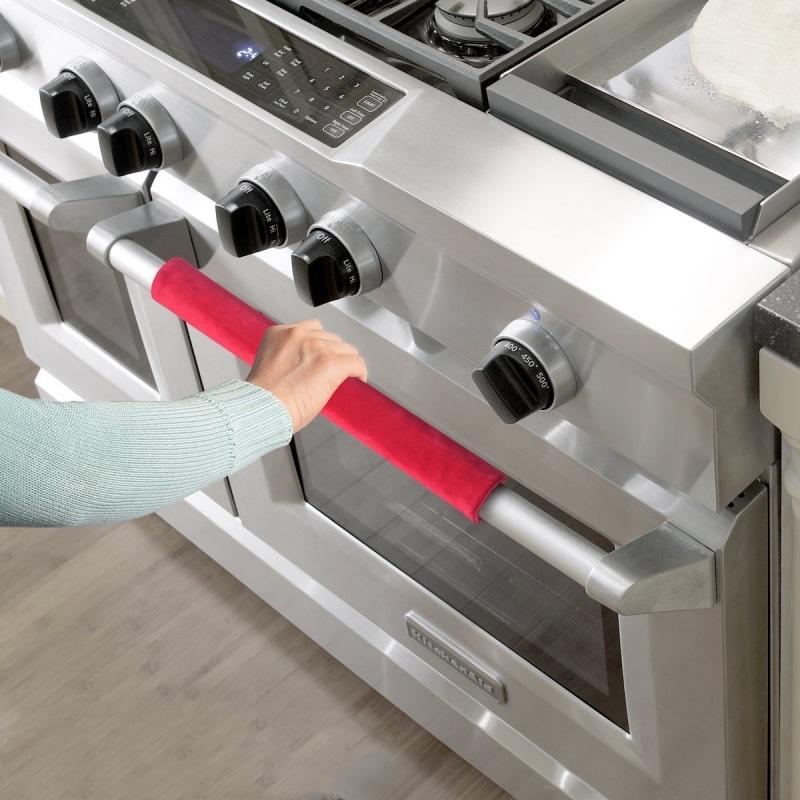 2Pcs/Set Refrigerator Door Handle Cover Kitchen Appliance Decor Fridge Oven Handle Antiskid Door Knob Protector Black Grey Red