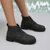 Fashion Solid Black Oxford Shoes Women's Work Leather Wedge Flats Women's Casual Lace-up Spring Shoes Women's
